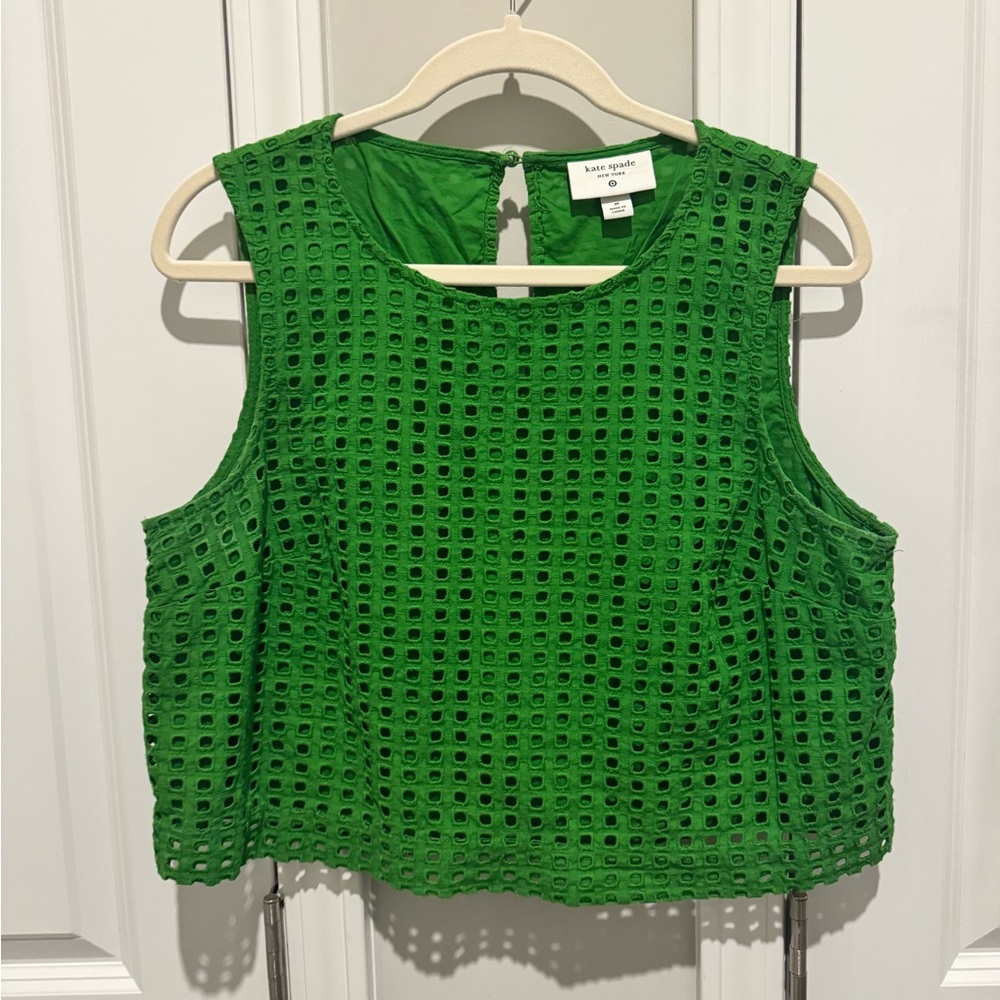 kate spade Green Eyelet Sleeveless Cropped Tank